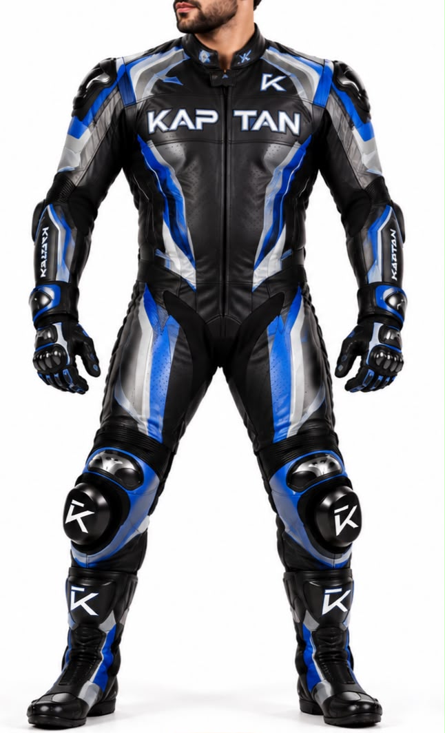 KAPTAN Stealth Blue Racing Motorcycle Suit