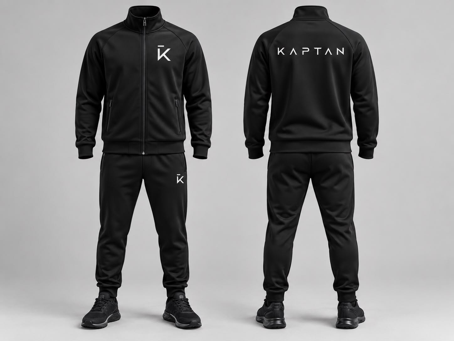 KAPTAN Black Casual Tracksuit Set